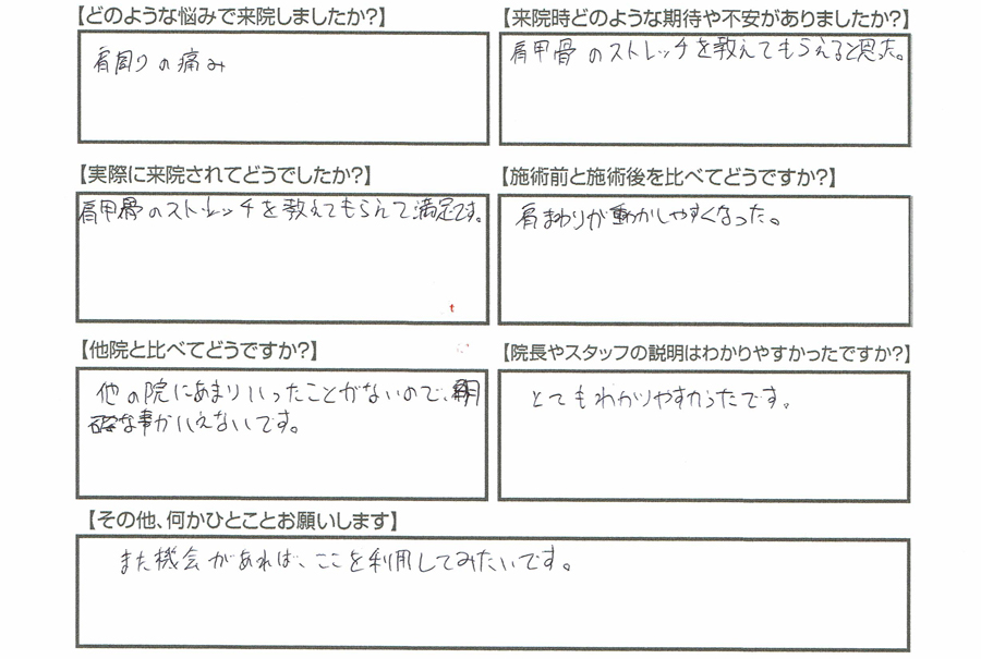 ホソカワ様の喜びの声