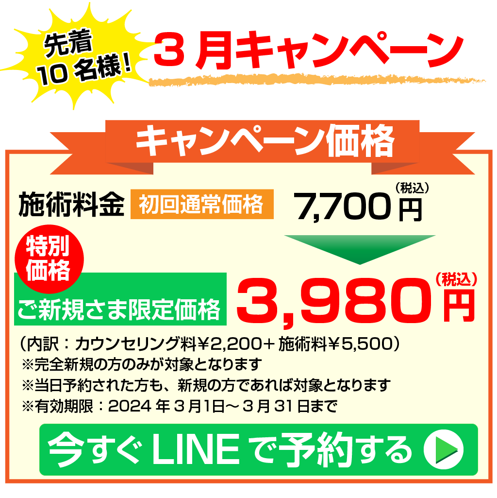 3月キャンペーン3980円