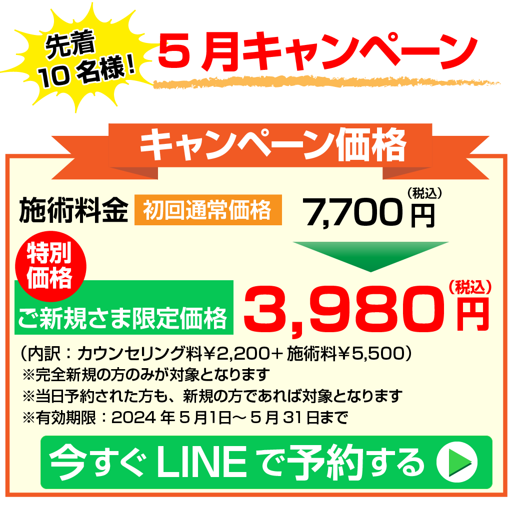 ５月キャンペーン3980円